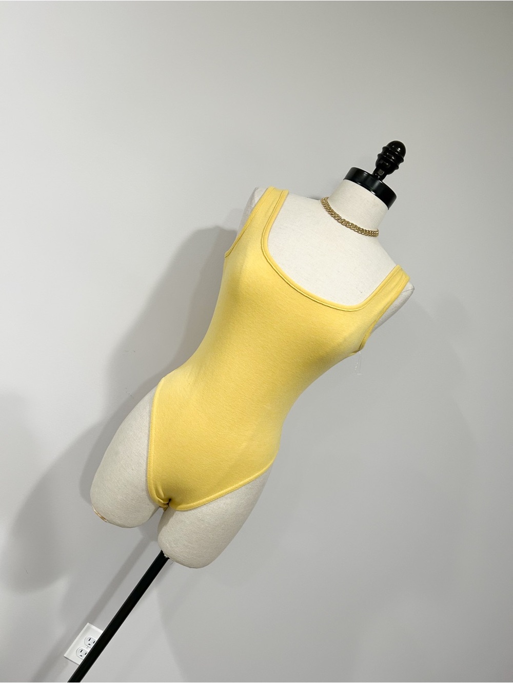 Missguided Yellow Ribbed Square-Neck Bodysuit